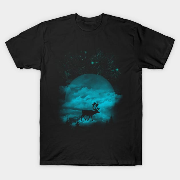 Nighty Deer Blue T-Shirt by borneoliveco